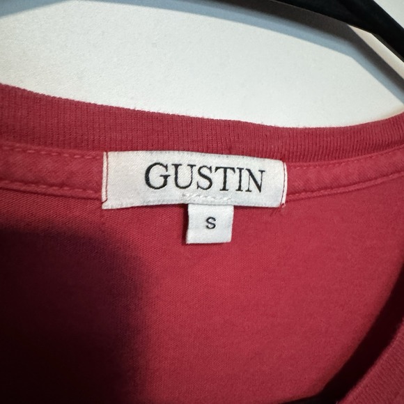 Gustin Shirt Mens Small Red Crewneck Short Sleeve Made in USA Tee Cotton Blend - Picture 3 of 7